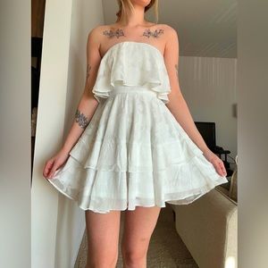 COPY - Lulus White Floral Ruffles Dress